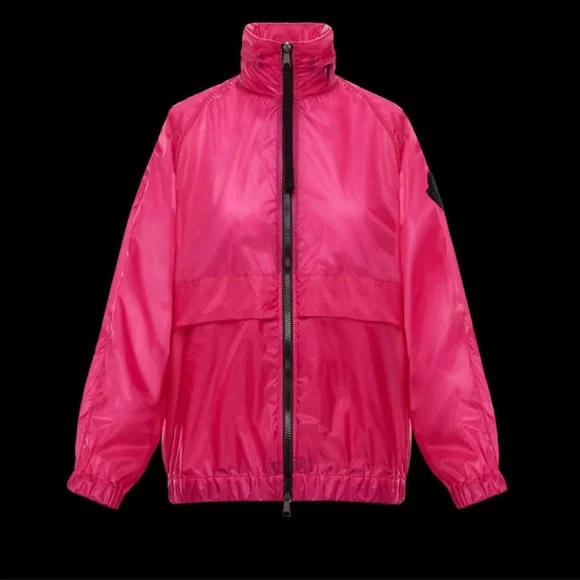 Moncler hot pink Groseille light weight jacket spring zip hooded sz 2 Medium M - Picture 4 of 11